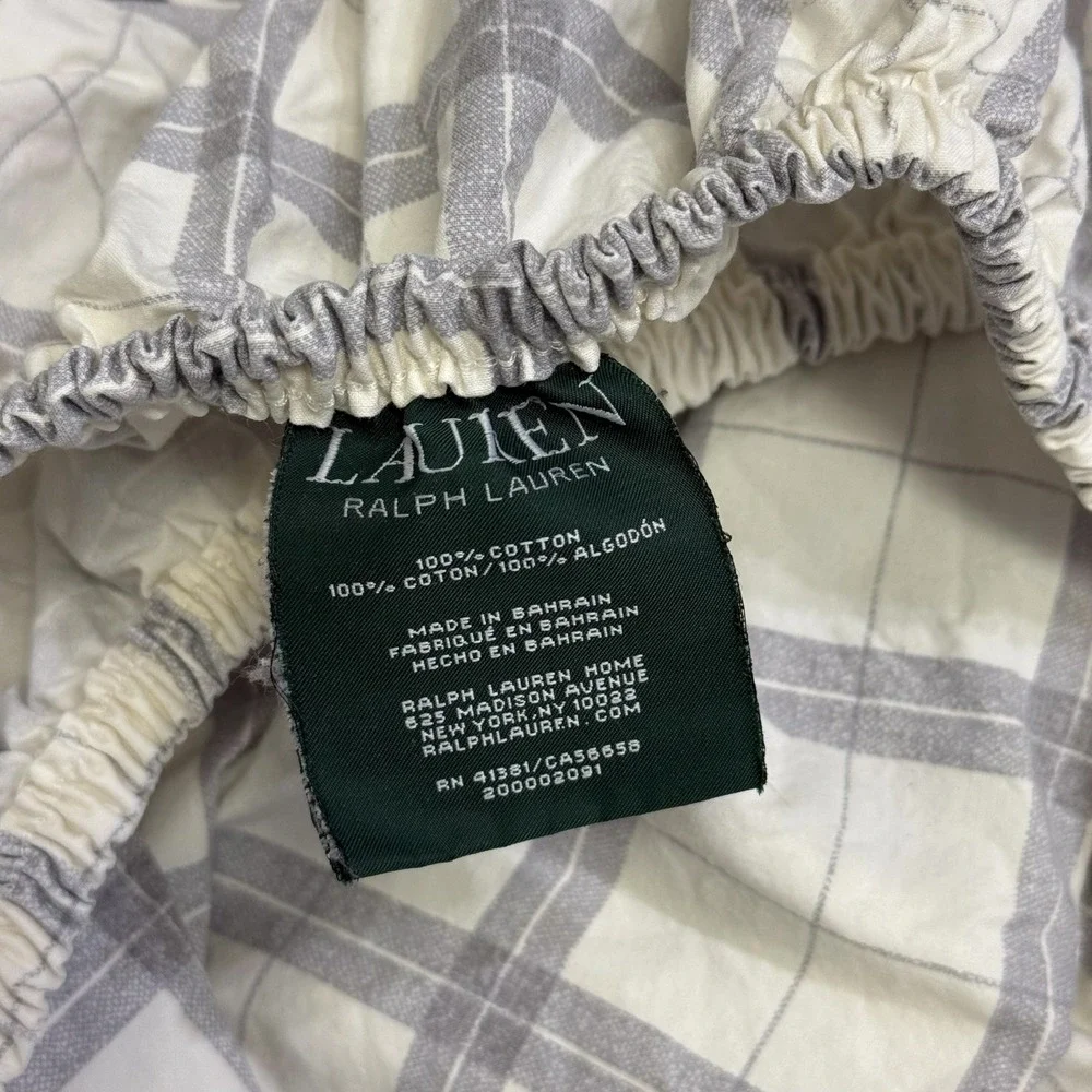 Vintage Ralph Lauren Windowpane Plaid 100% Cotton Sheet Set 3 Piece Full